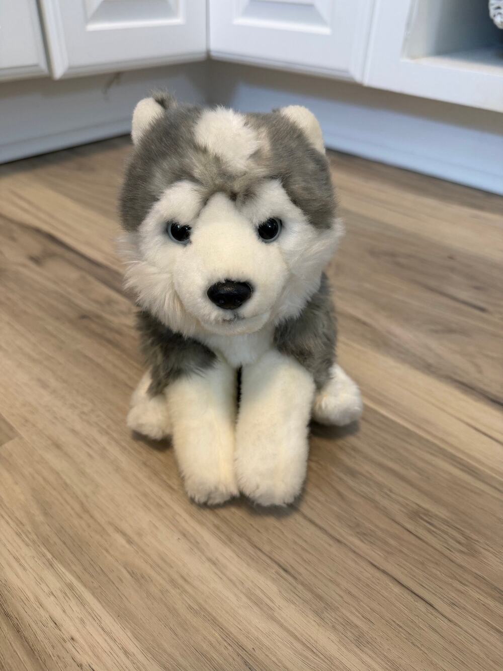 Vintage Animal Alley Husky Plush Stuffed Dog Gray White Puppy Wolf Toy 13"